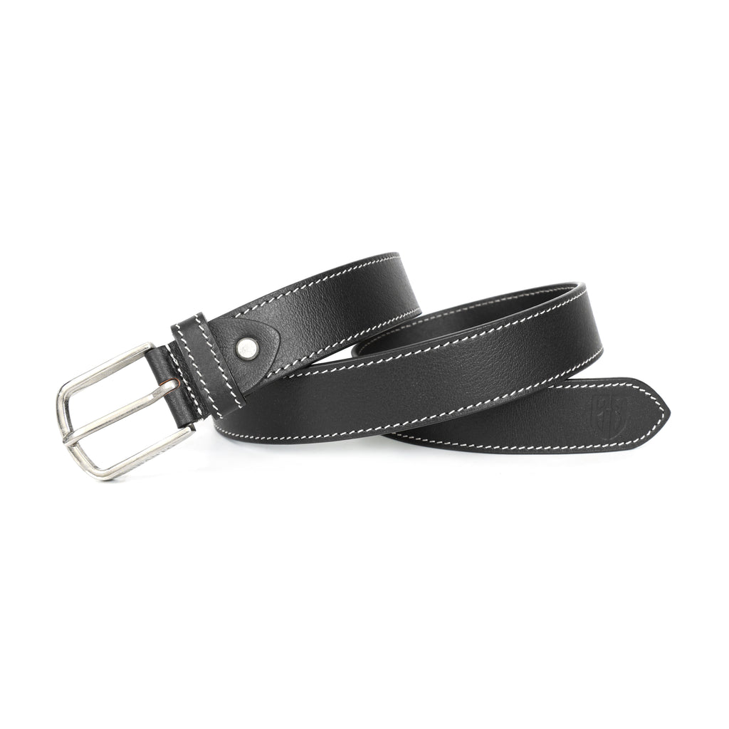 Berbanto Milano Stitch Leather Belt - Black
