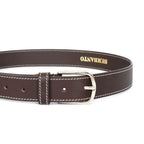 Berbanto Oxford Stitch Leather Belt - Dark Brown