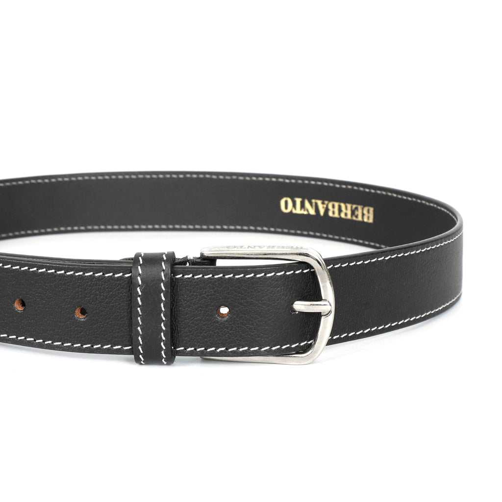 Berbanto Milano Stitch Leather Belt - Black