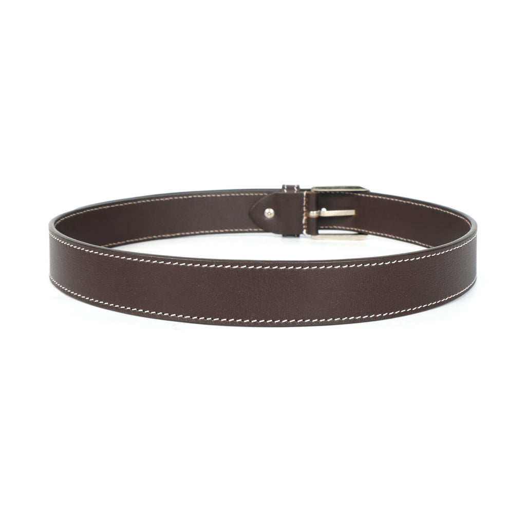 Berbanto Oxford Stitch Leather Belt - Dark Brown