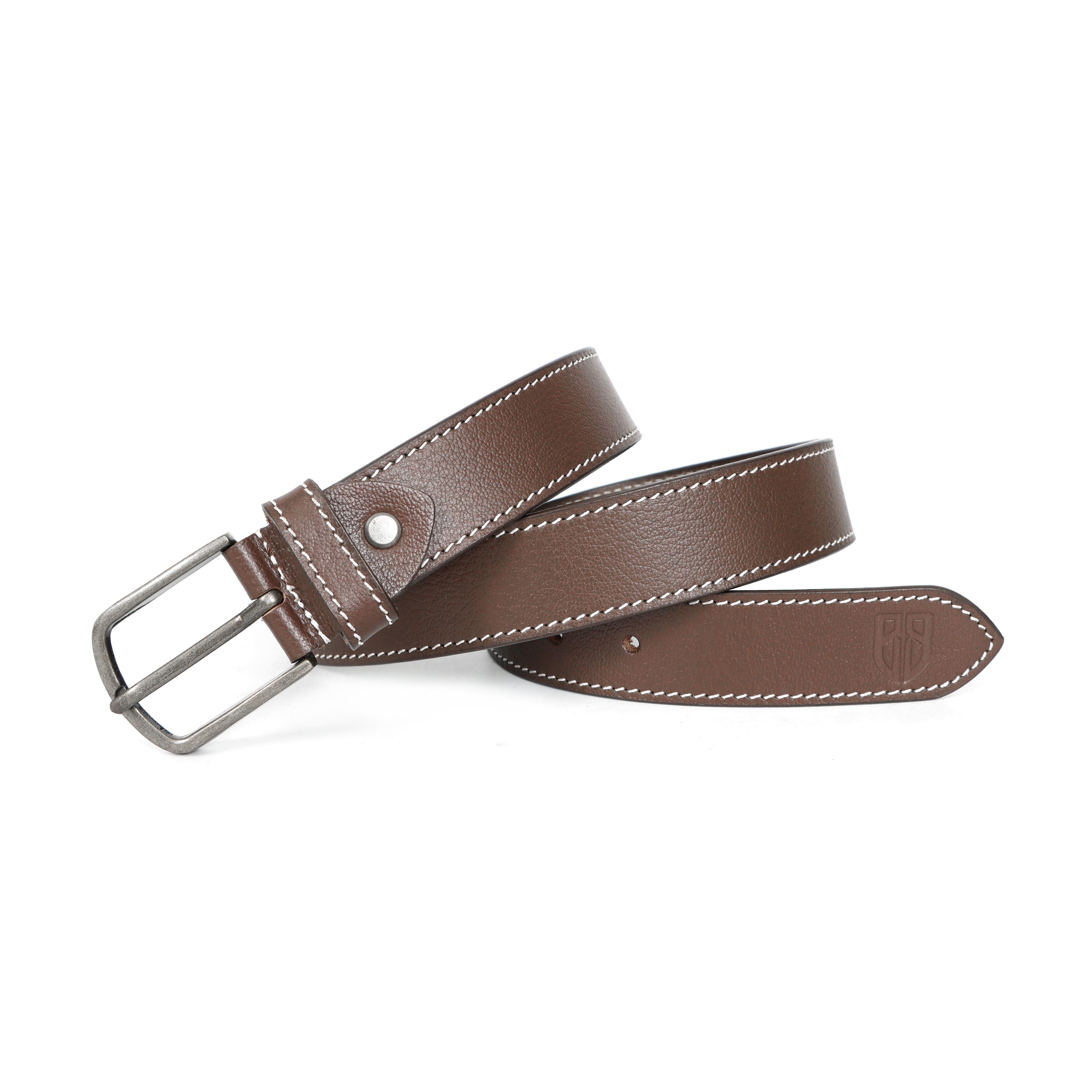 Berbanto Cambridge Stitch Leather Belt - Cognac Brown