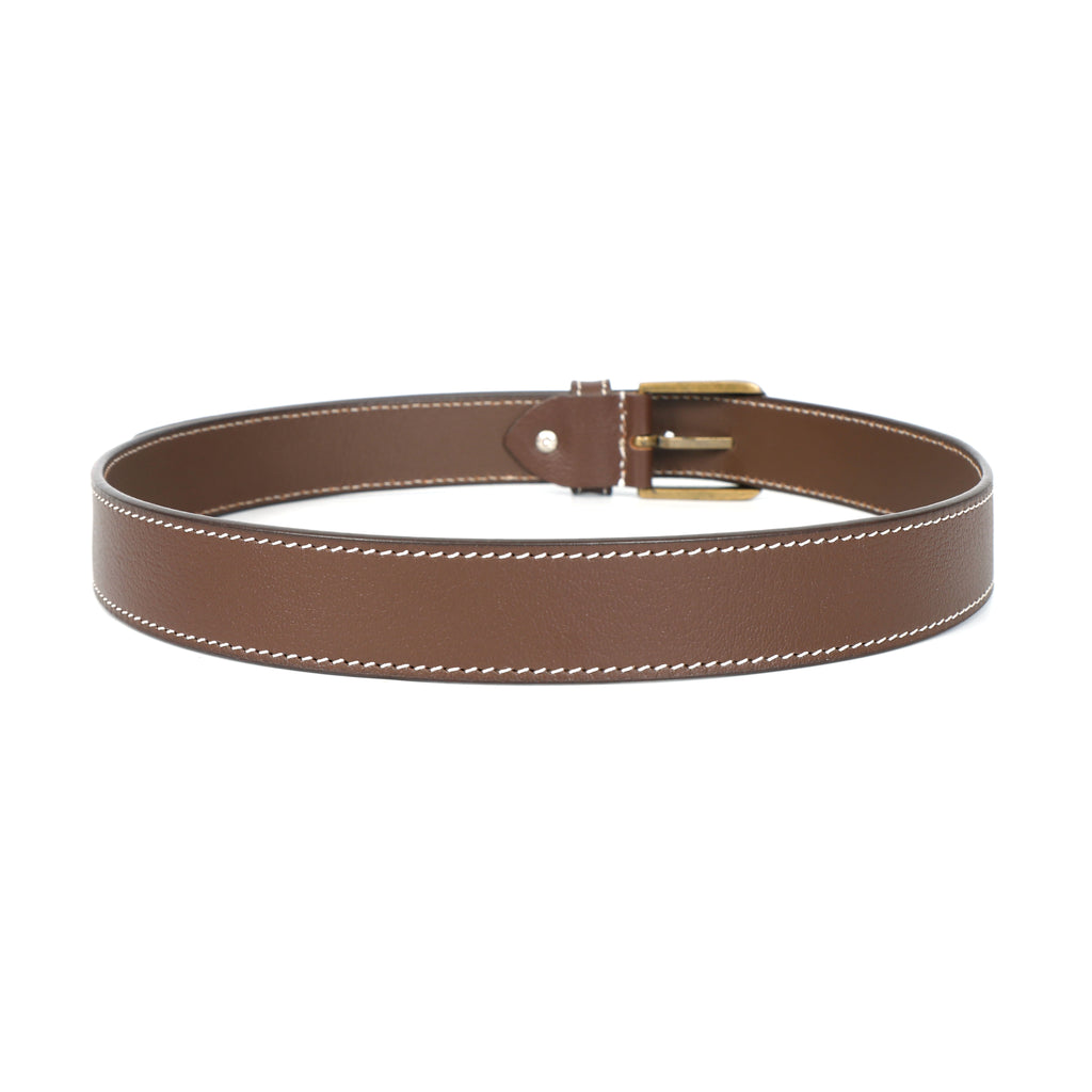 Berbanto Cambridge Stitch Leather Belt - Cognac Brown