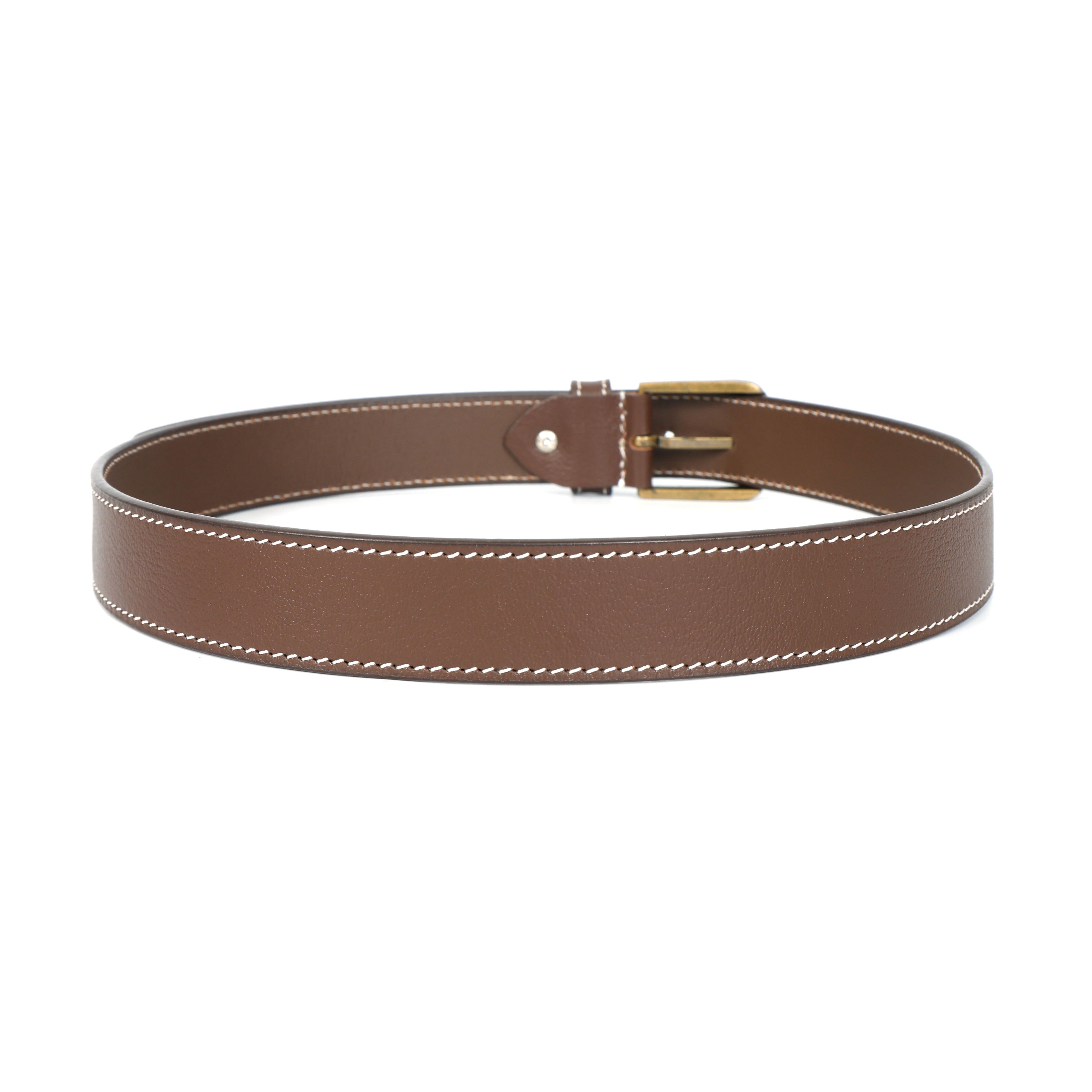 Berbanto Cambridge Stitch Leather Belt - Cognac Brown