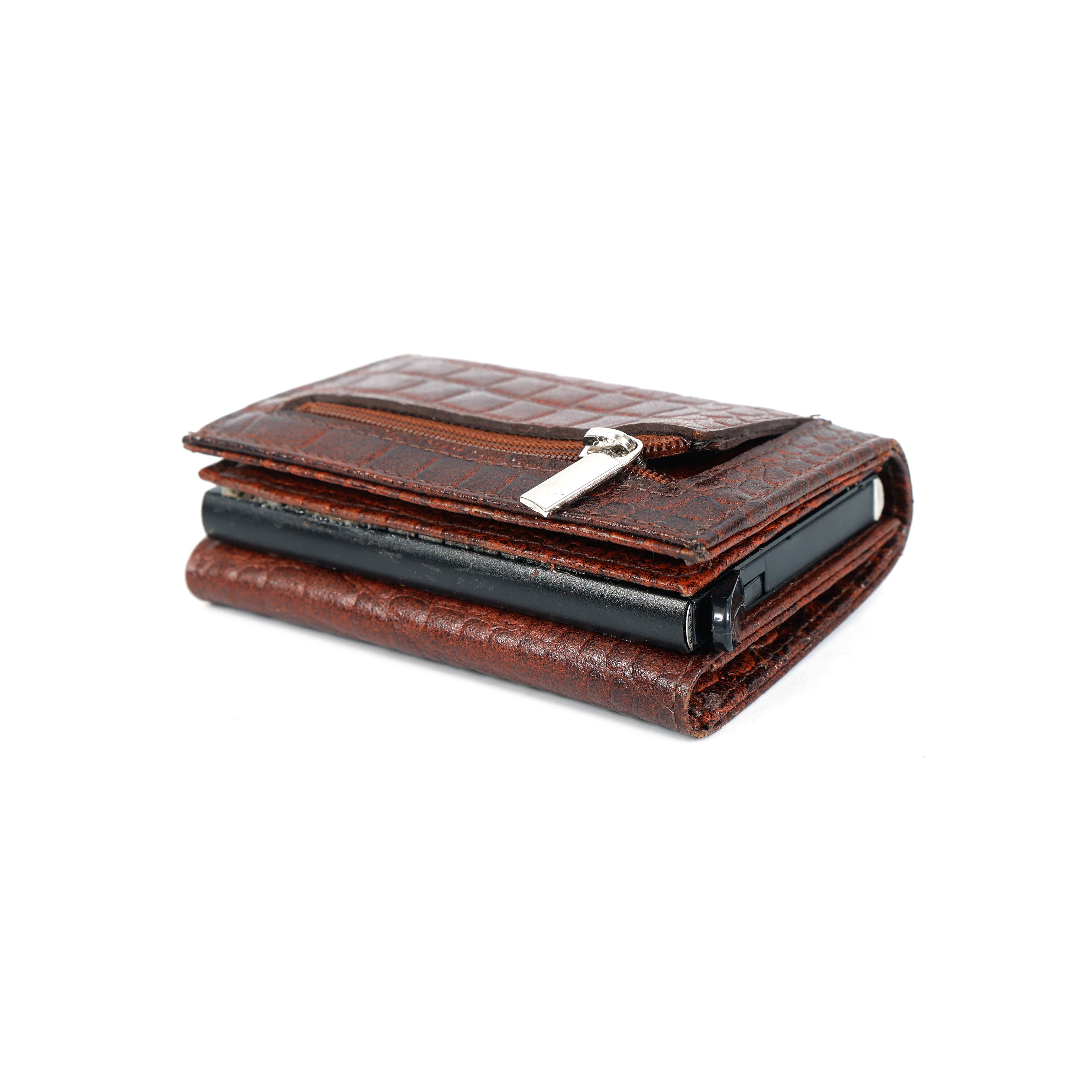 Berbanto Pop‑Up Shield Wallet - Deep Chestnut