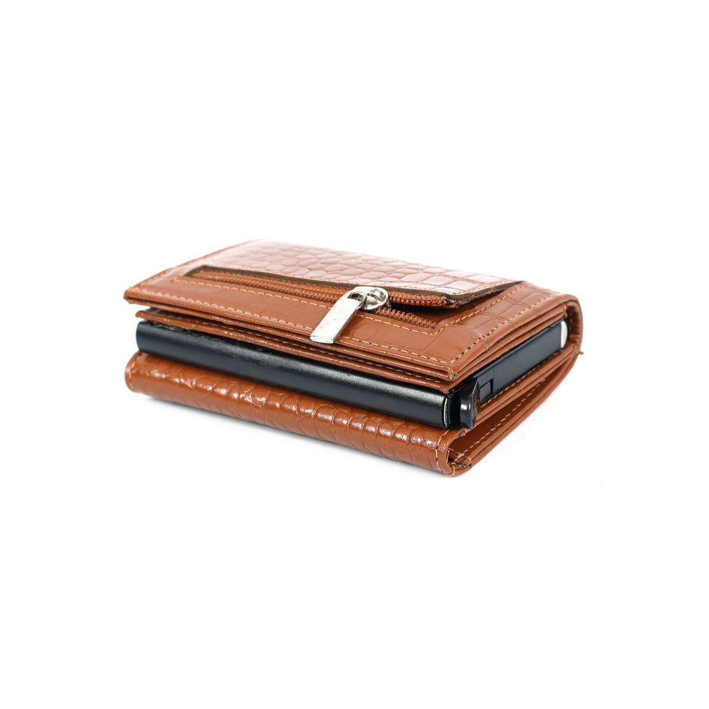 Berbanto Pop‑Up Shield Wallet - Saddle Cognac