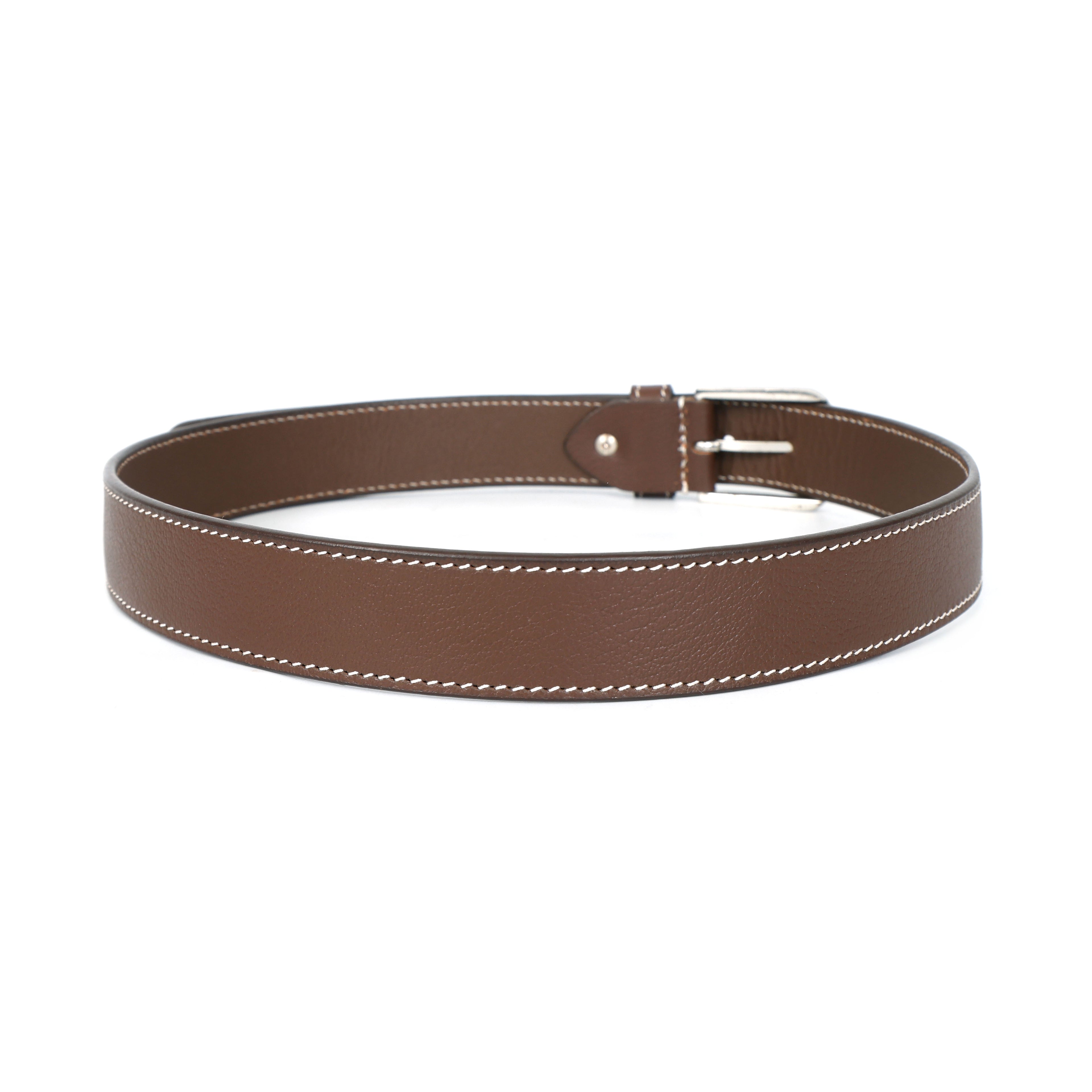Berbanto Cambridge Stitch Leather Belt - Cognac Brown