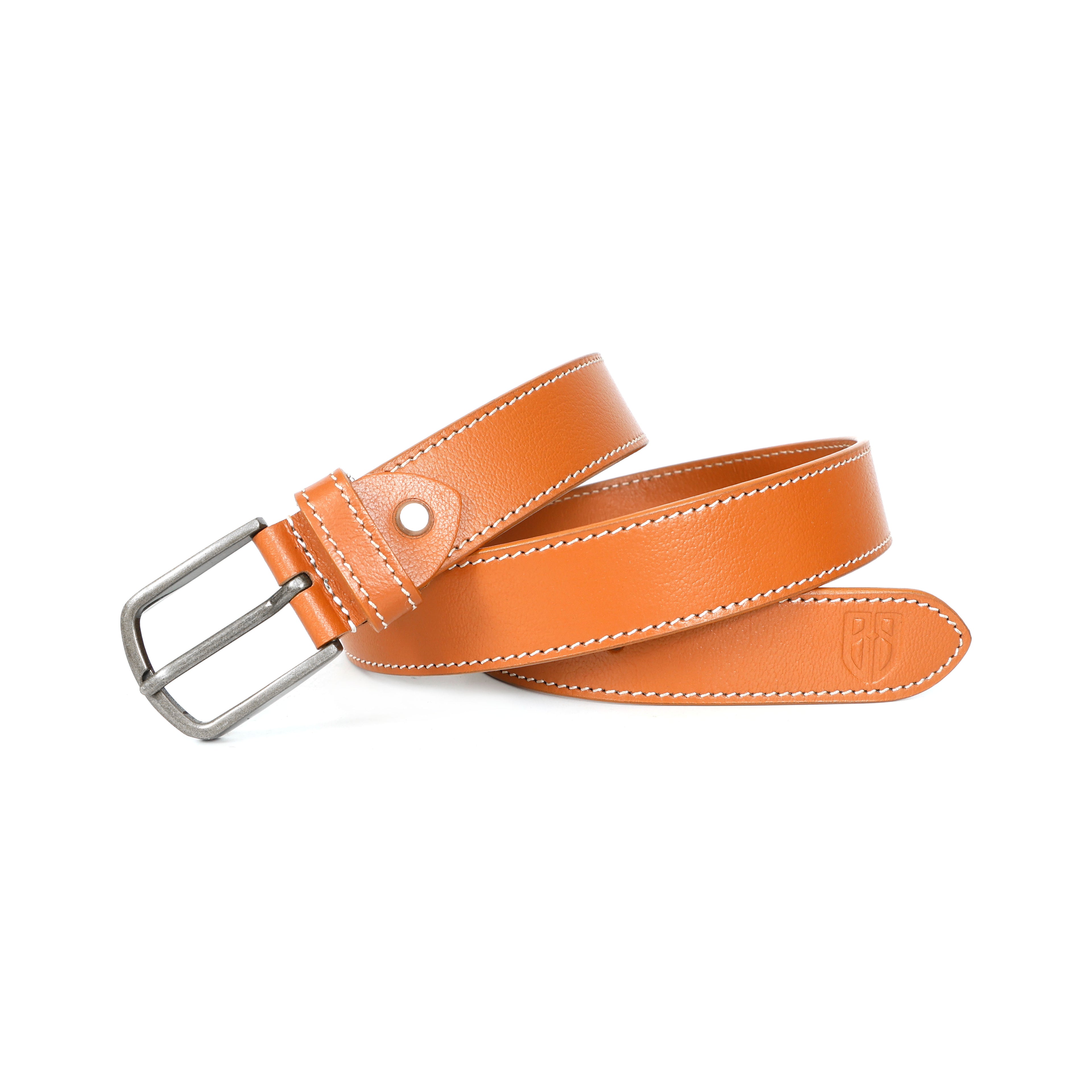 Berbanto Siena Stitch Leather Belt - Tan