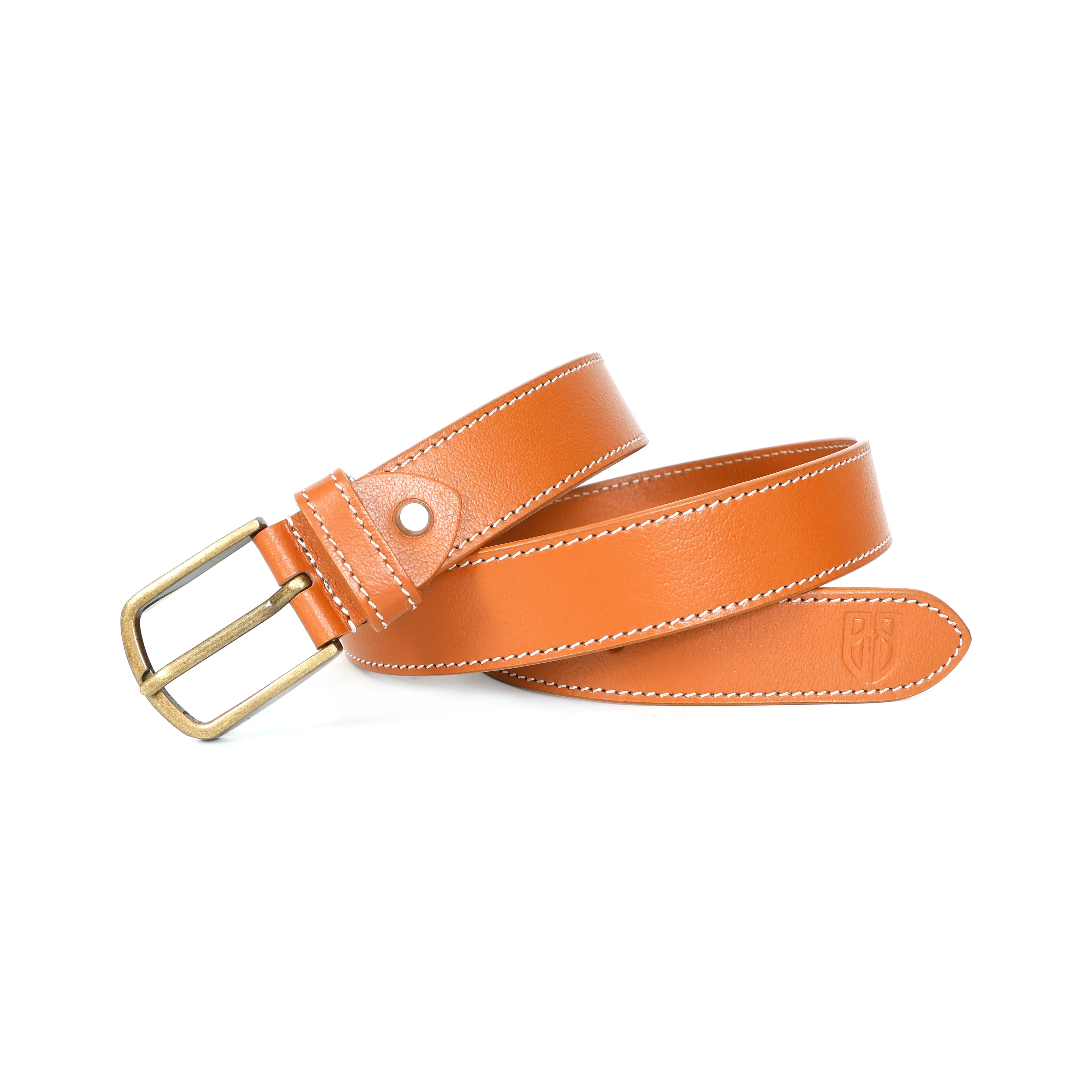 Berbanto Siena Stitch Leather Belt - Tan