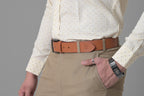 Tan Leather Belt with Silver Buckle