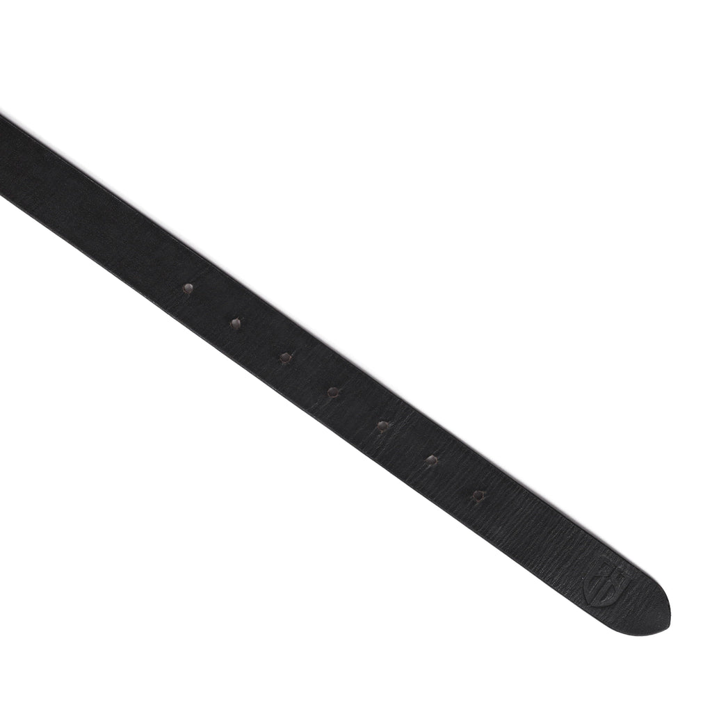 Black Leather Belt for Women with Silver Buckle