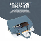 Steel-Blue Full-Grain Leather Laptop Bag