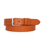 Tan Leather Belt for Women with Classic Silver Buckle