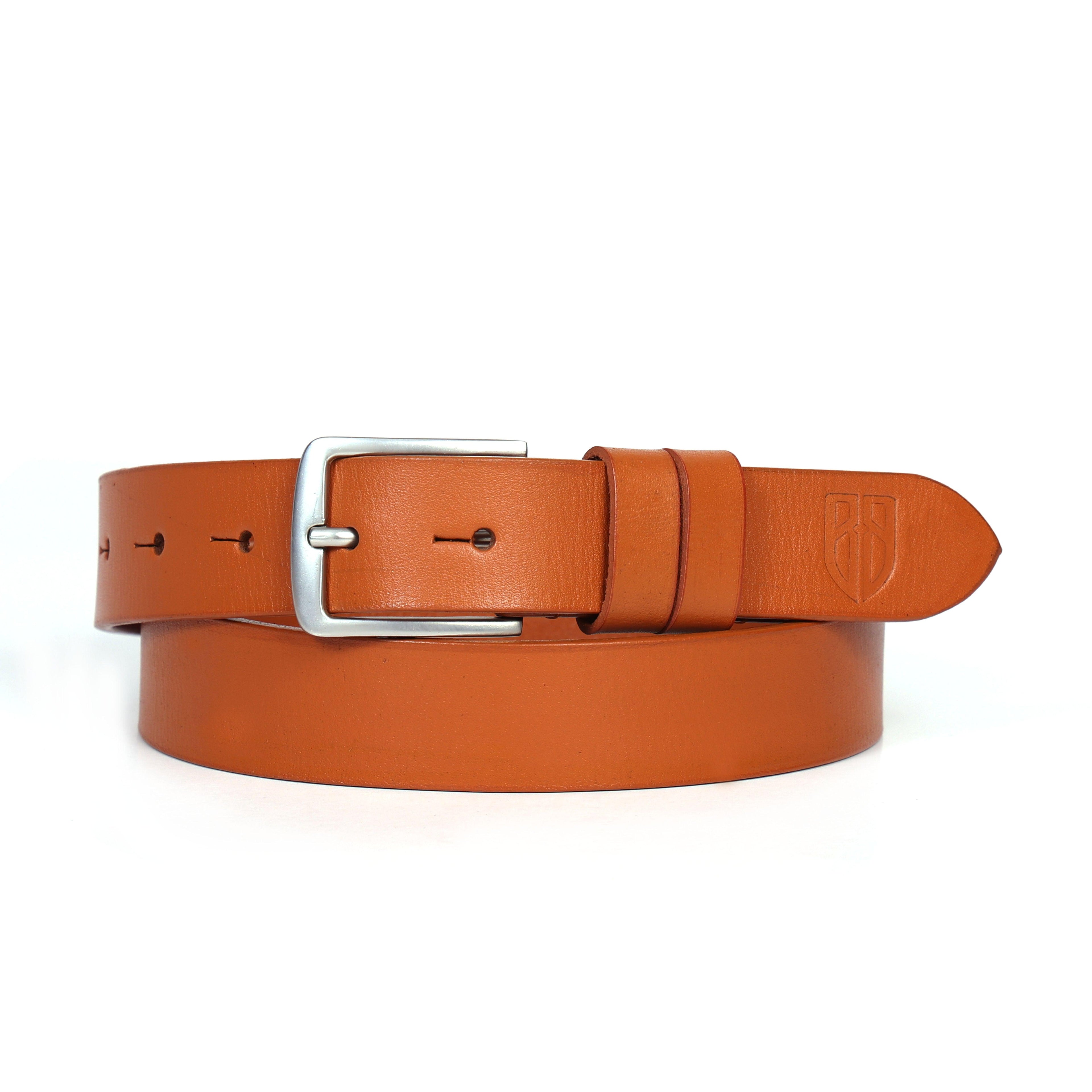 Tan Leather Belt for Women with Classic Silver Buckle