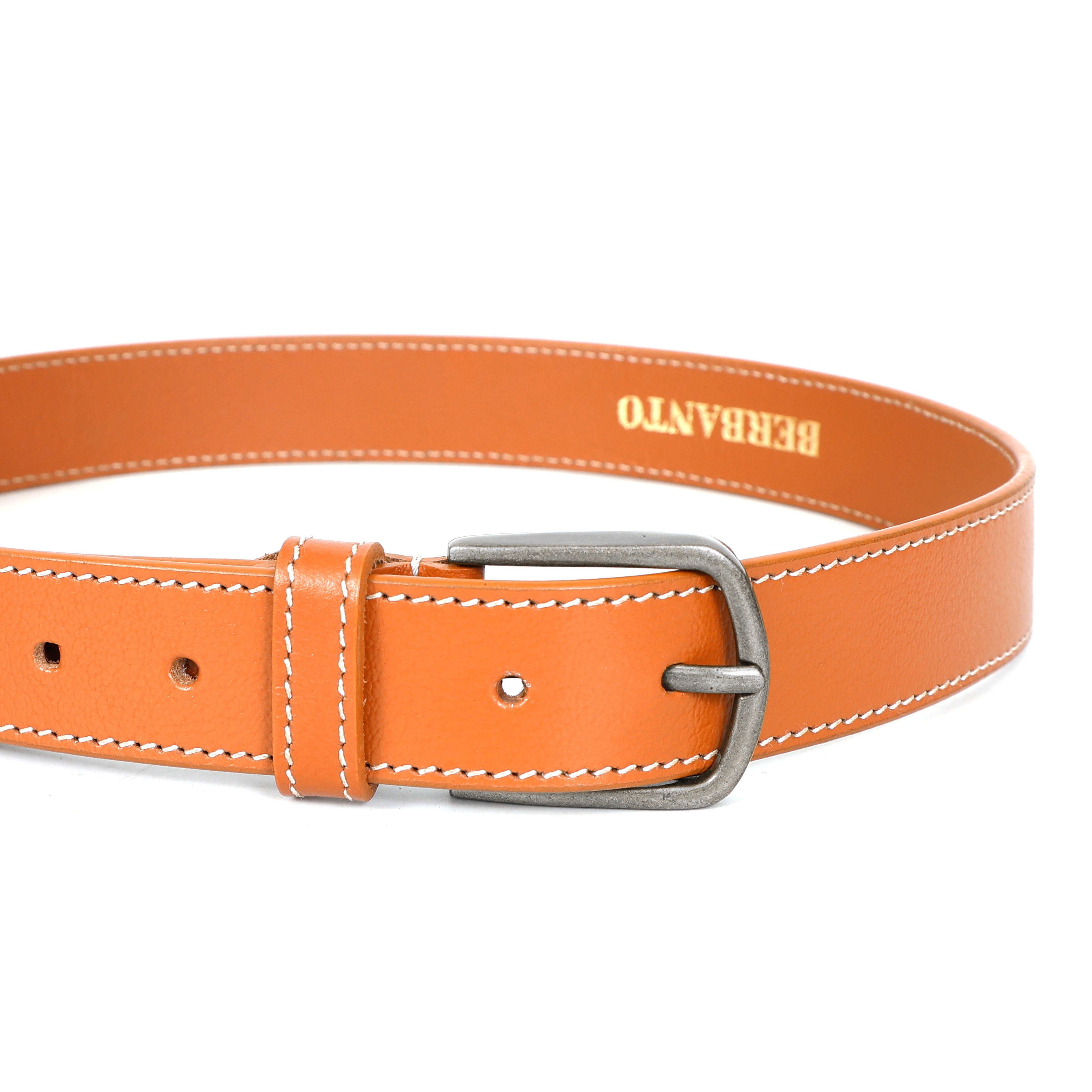 Berbanto Siena Stitch Leather Belt - Tan