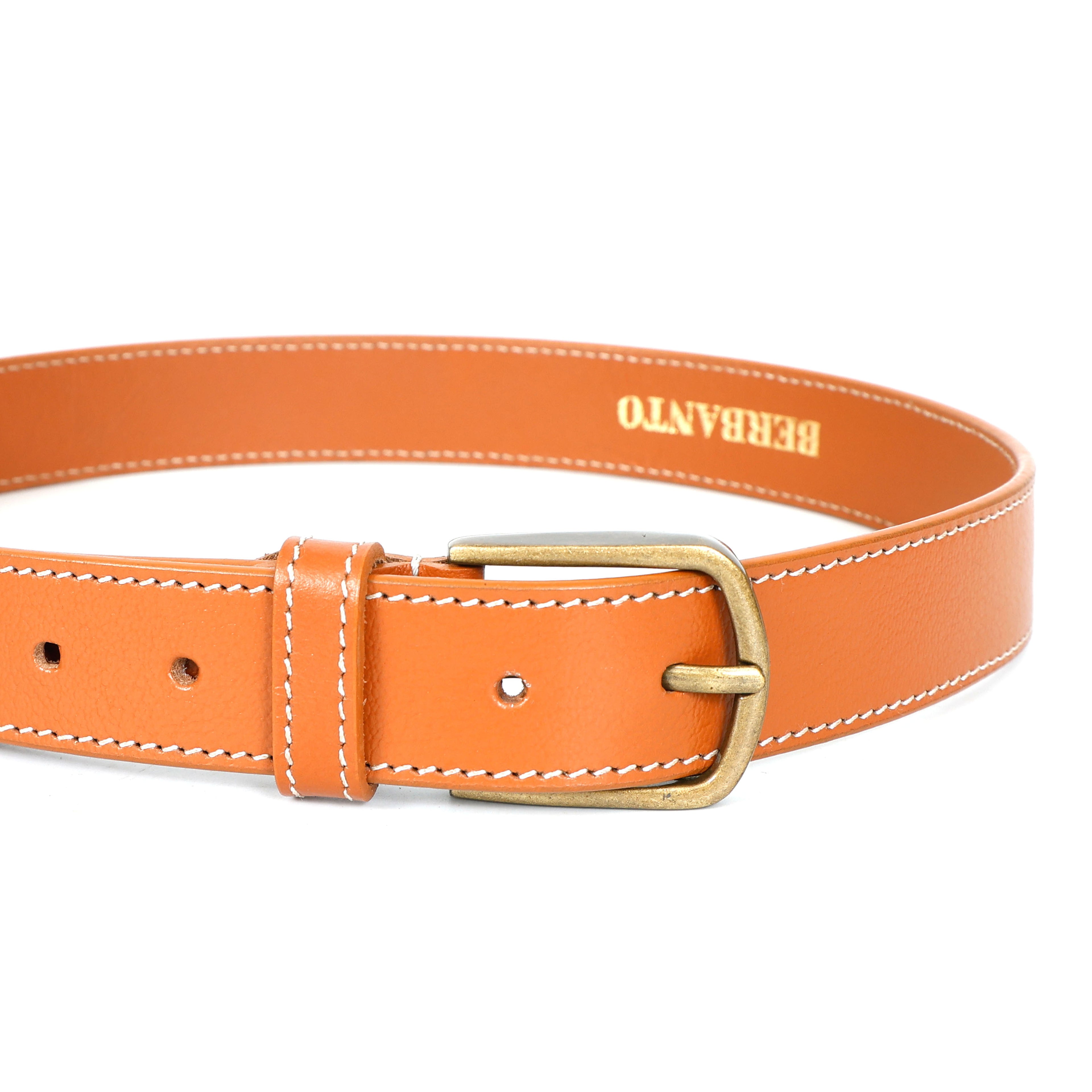 Berbanto Siena Stitch Leather Belt - Tan