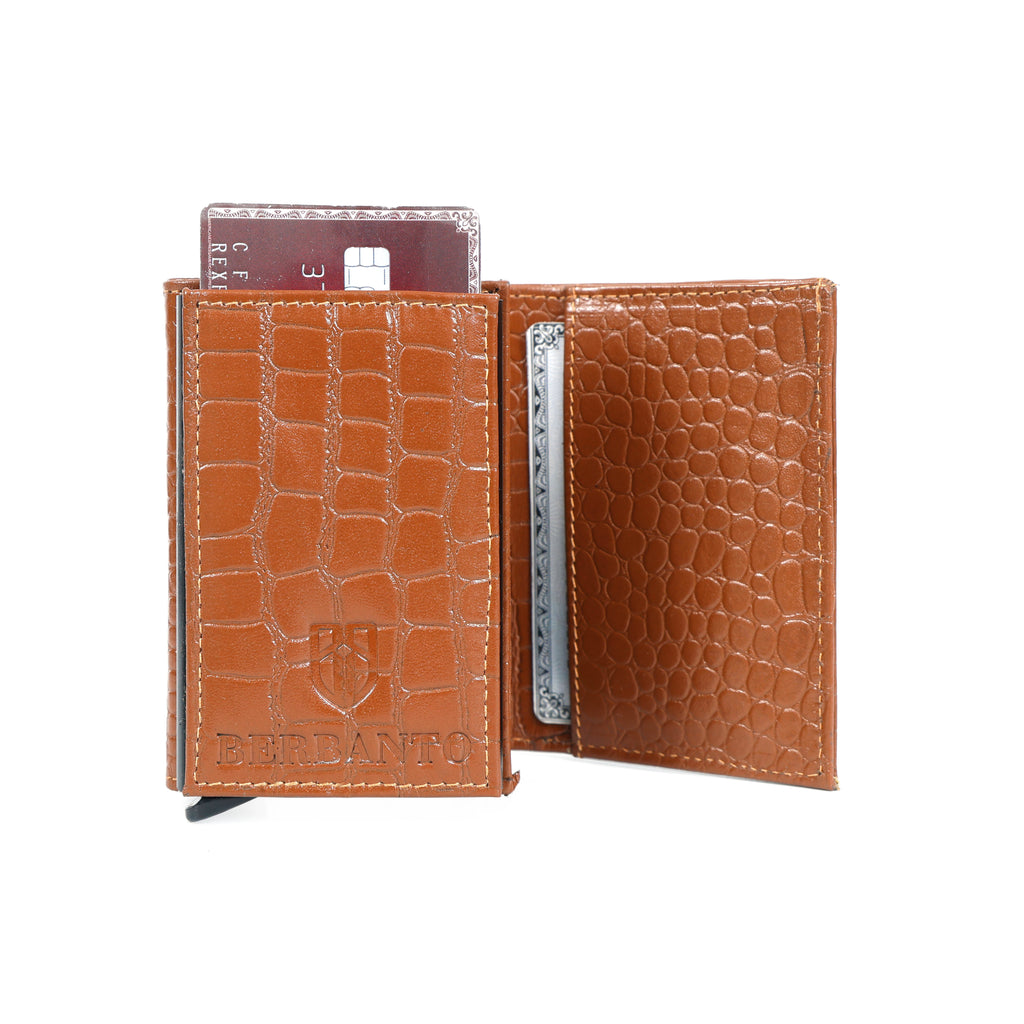 Berbanto Pop‑Up Shield Wallet - Saddle Cognac