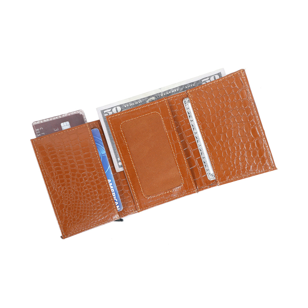 Berbanto Pop‑Up Shield Wallet - Saddle Cognac
