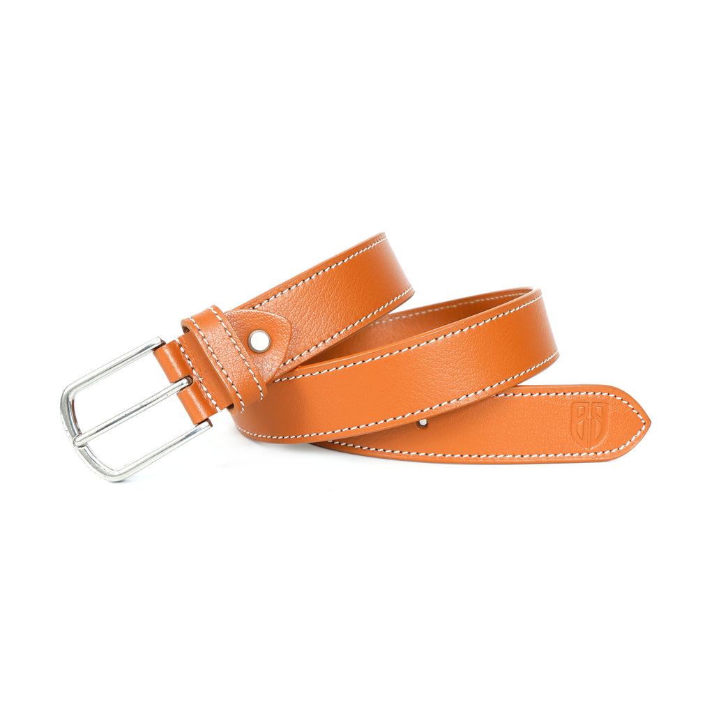 Berbanto Siena Stitch Leather Belt - Tan