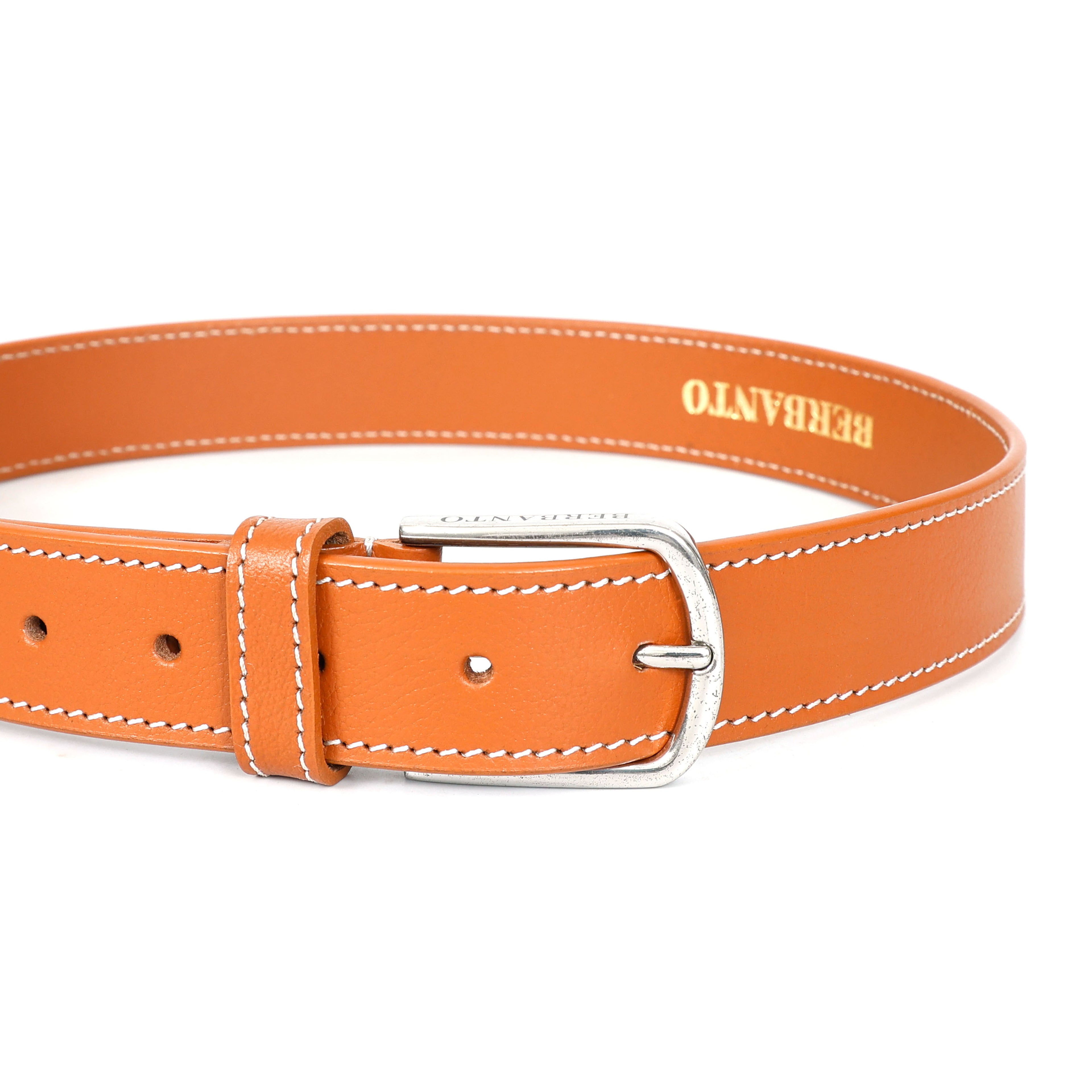 Berbanto Siena Stitch Leather Belt - Tan