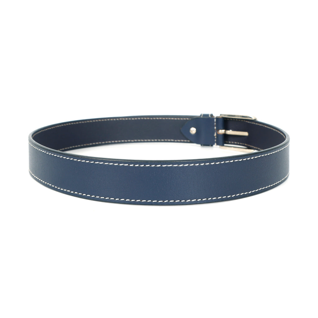 Berbanto Riviera Stitch Leather Belt - Navy Blue