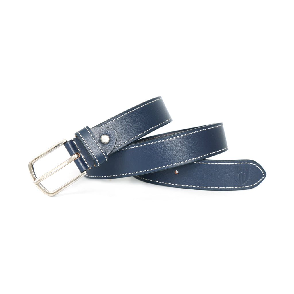 Berbanto Riviera Stitch Leather Belt - Navy Blue
