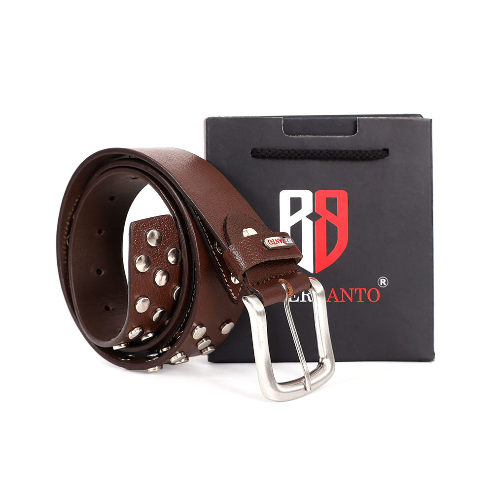 Berbanto Ironwood Full-Grain Studded Leather Belt