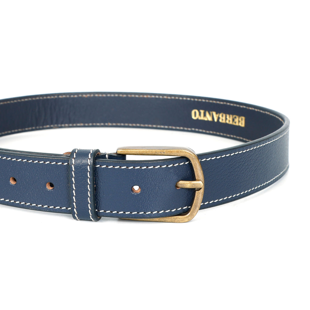 Berbanto Riviera Stitch Leather Belt - Navy Blue