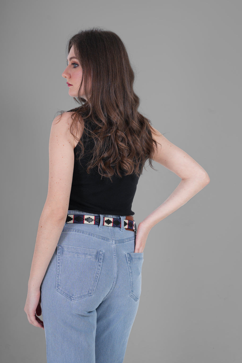 Regenta (Ladies’ Polo Belt with Golden Buckle – Argentinian Handcrafted Leather with Traditional Embroidered Patterns)