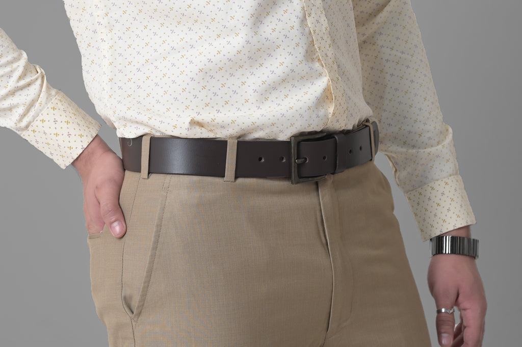 Brown Leather Belt with Antique Buckle