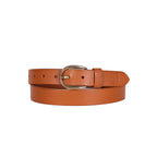 Tan Leather Belt for Women with Golden Buckle