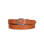Tan Leather Belt for Women with Silver Buckle