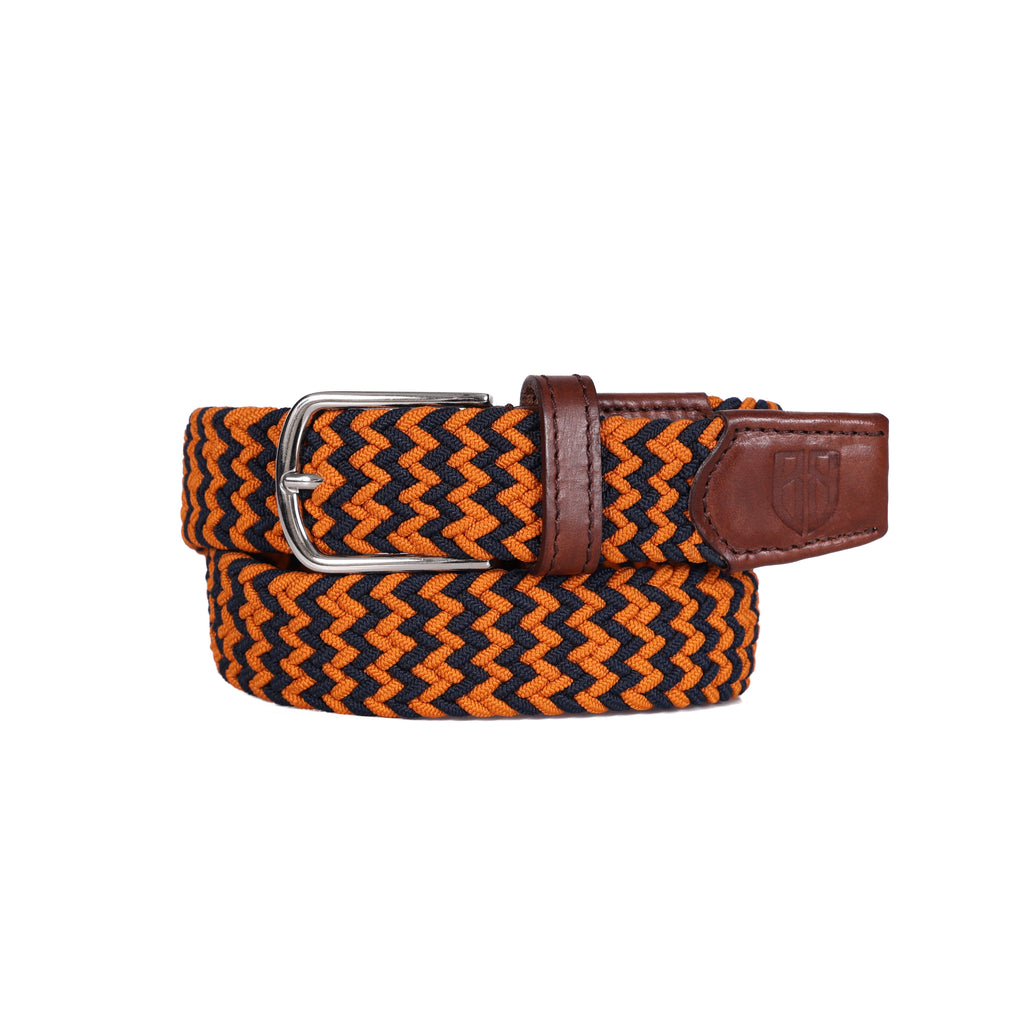 Unisex Orange Braided Belt with Stylish Buckle