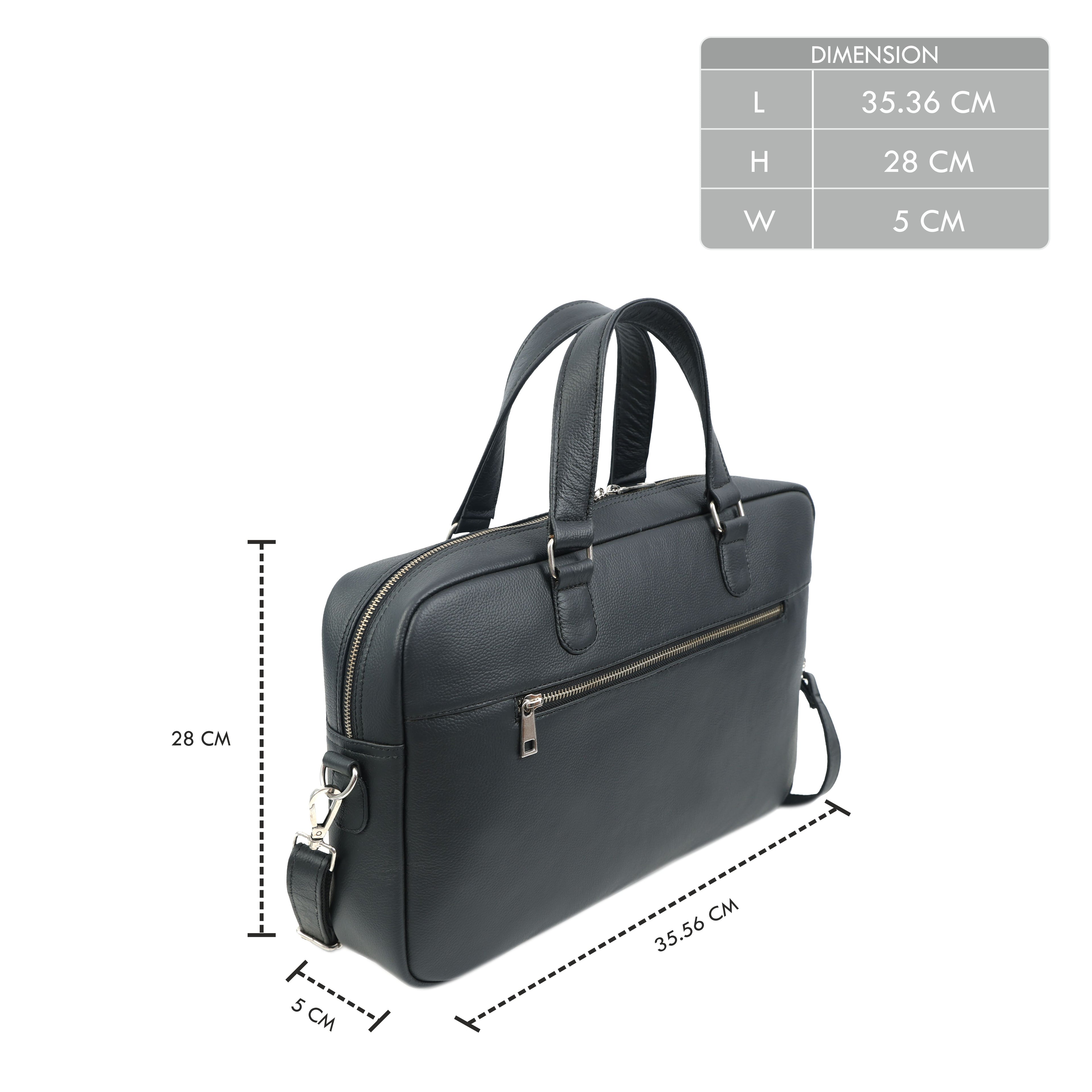 Black Full-Grain Leather Laptop Bag
