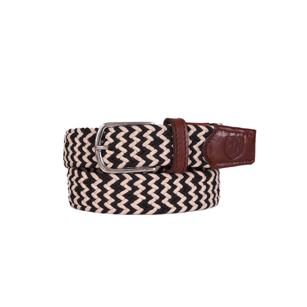 Unisex Black and White Braided Belt