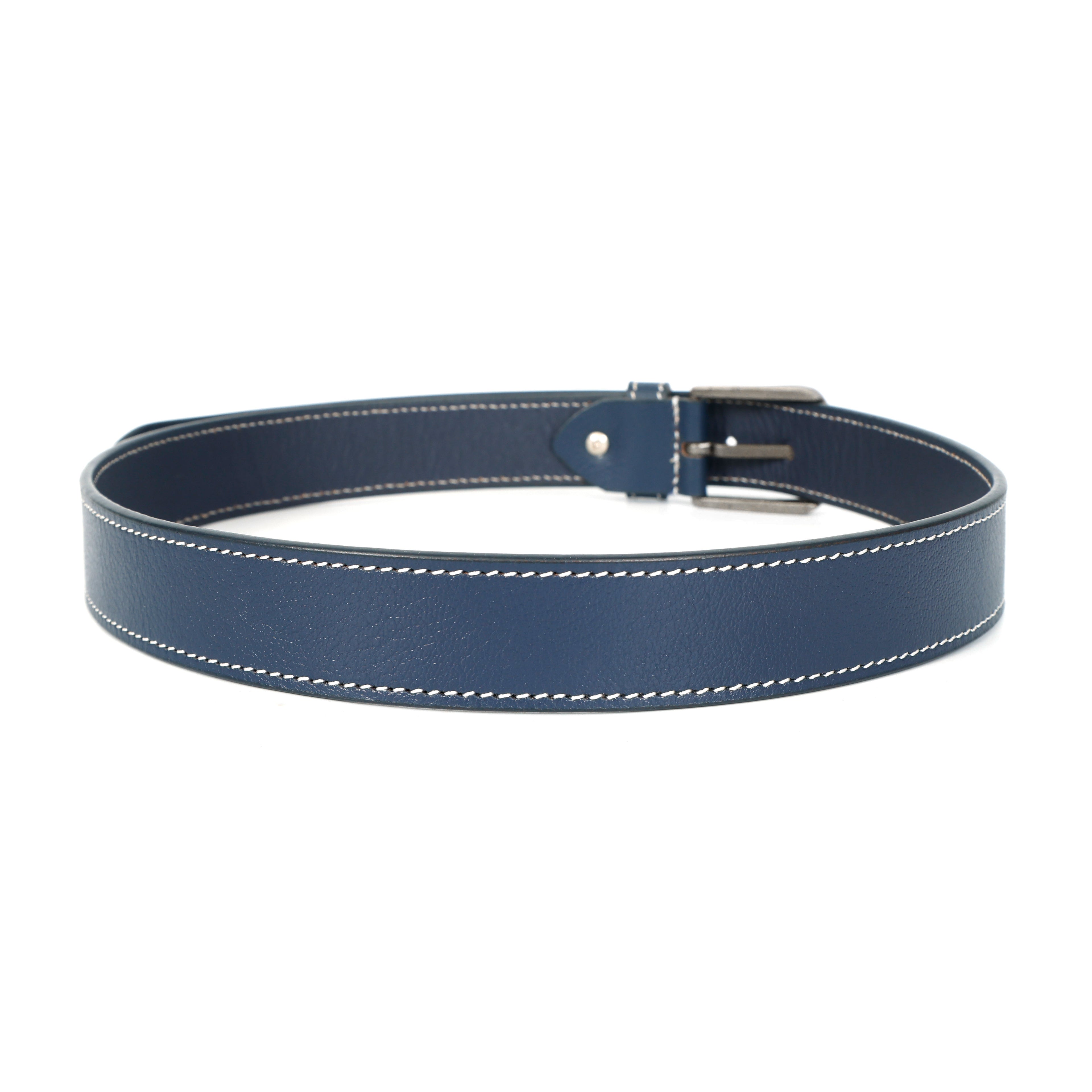 Berbanto Riviera Stitch Leather Belt - Navy Blue