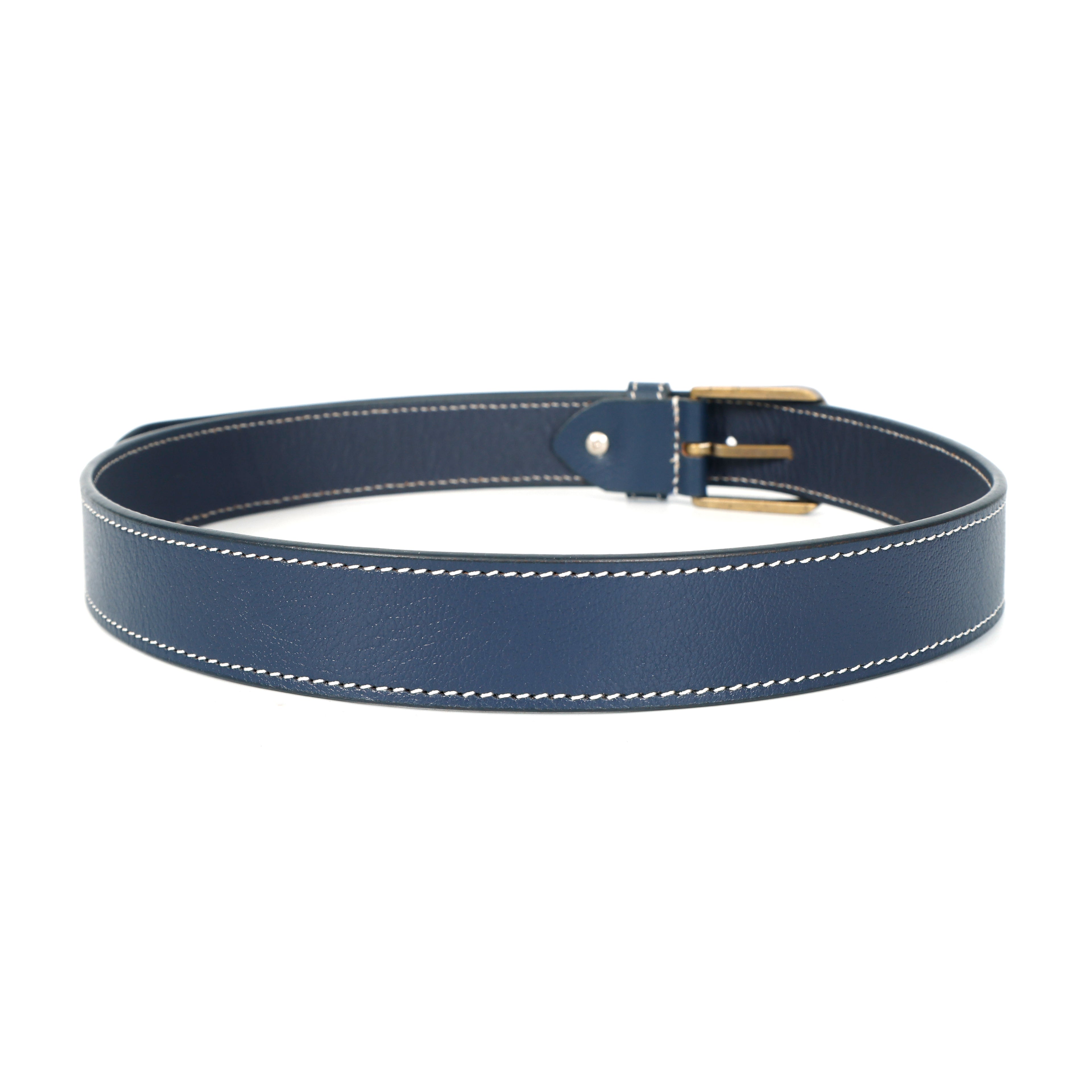 Berbanto Riviera Stitch Leather Belt - Navy Blue