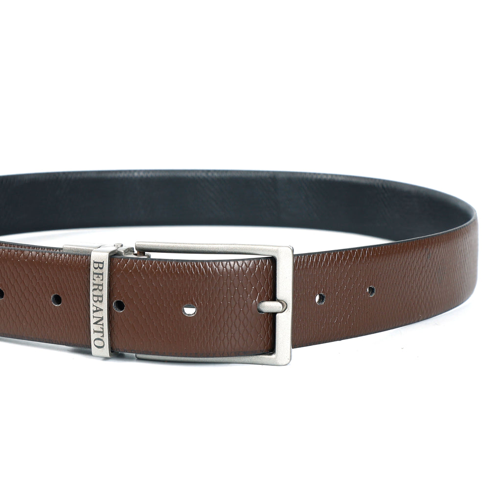 Berbanto Diamond Weave Reversible Belt – Silver Buckle