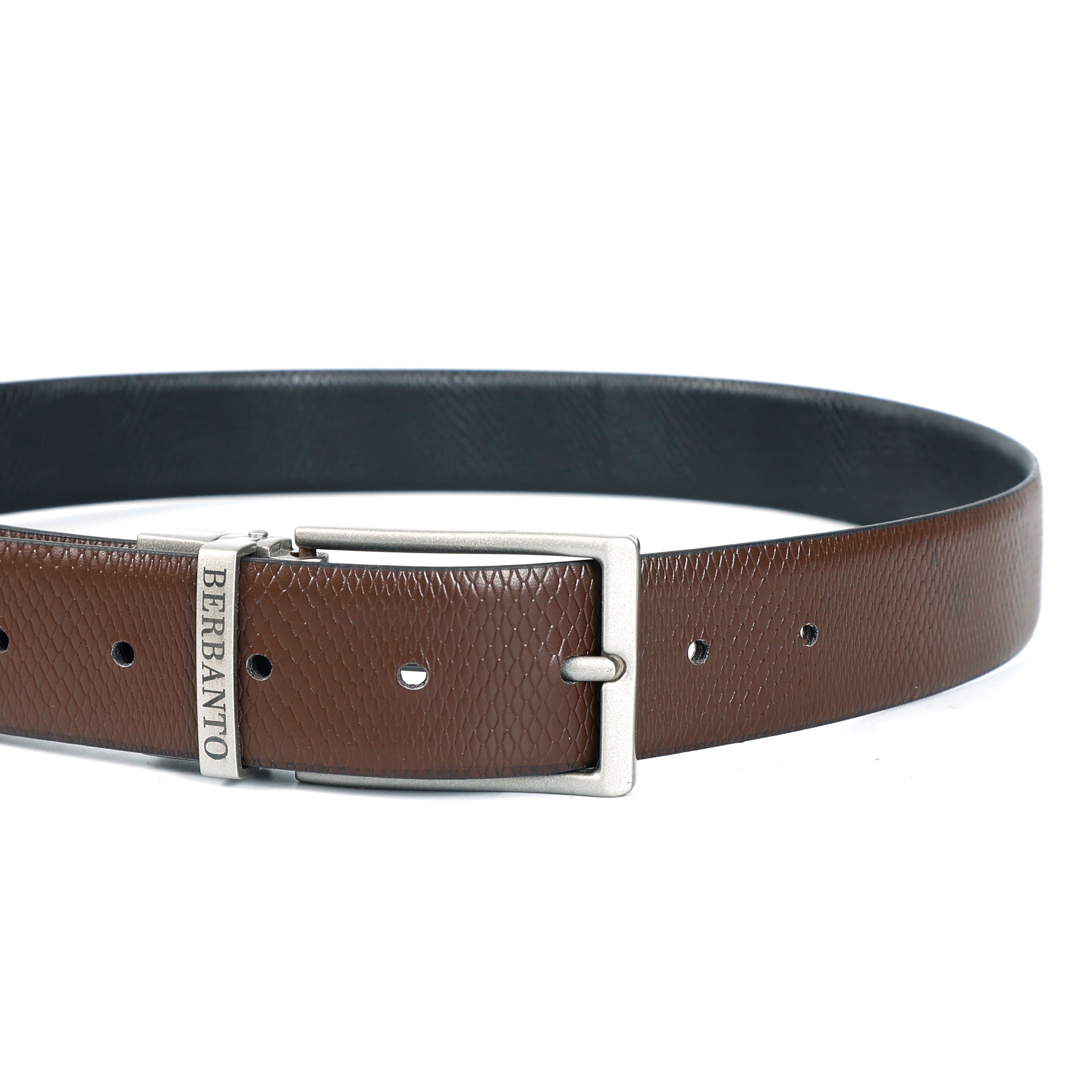 Berbanto Diamond Weave Reversible Belt – Silver Buckle