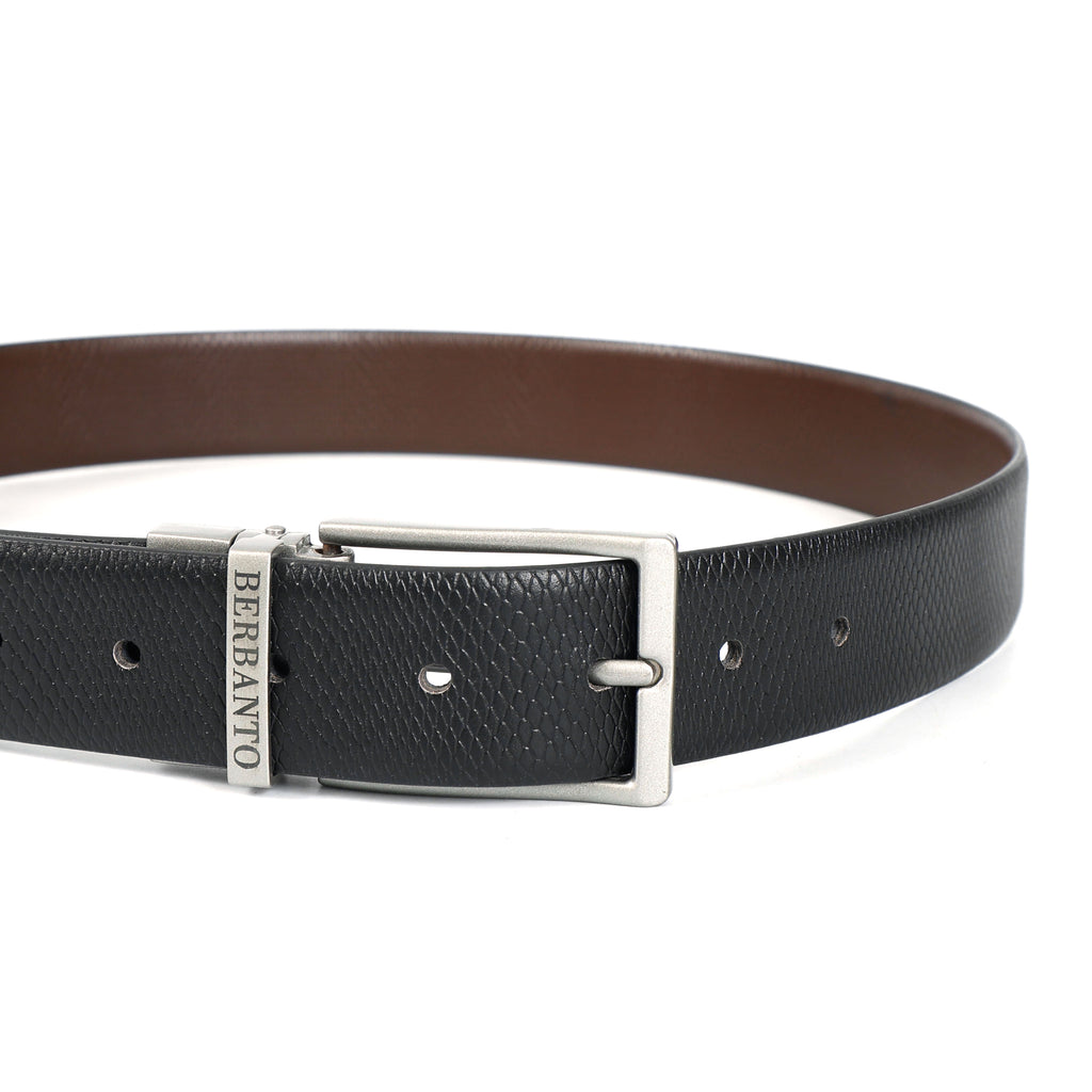 Berbanto Diamond Weave Reversible Belt – Silver Buckle