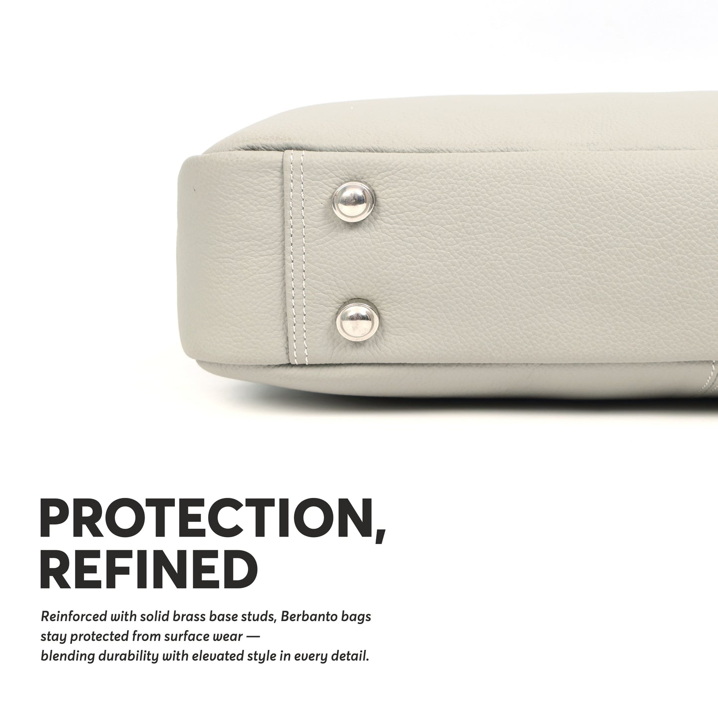 Beige Full-Grain Leather Laptop Bag