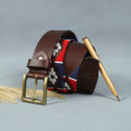 Berbanto Premium Polo Belt | Hand-Embroidered Leather Navy Red White