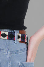 Regenta (Ladies’ Polo Belt with Golden Buckle – Argentinian Handcrafted Leather with Traditional Embroidered Patterns)
