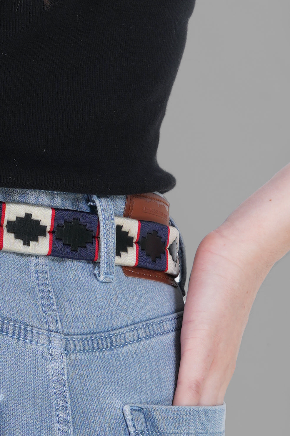 Regenta (Ladies’ Polo Belt with Silver Buckle – Argentinian Handcrafted Leather with Traditional Embroidered Patterns)
