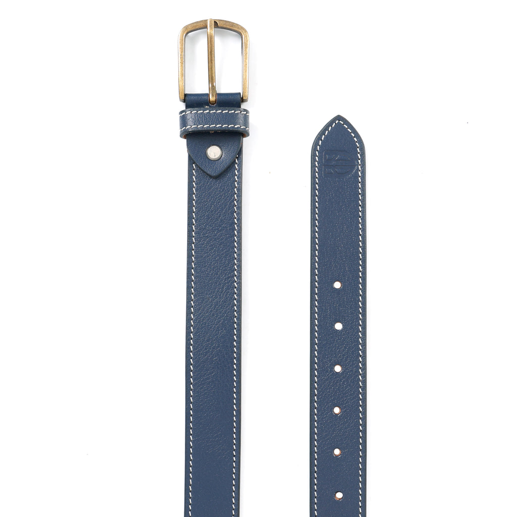 Berbanto Riviera Stitch Leather Belt - Navy Blue