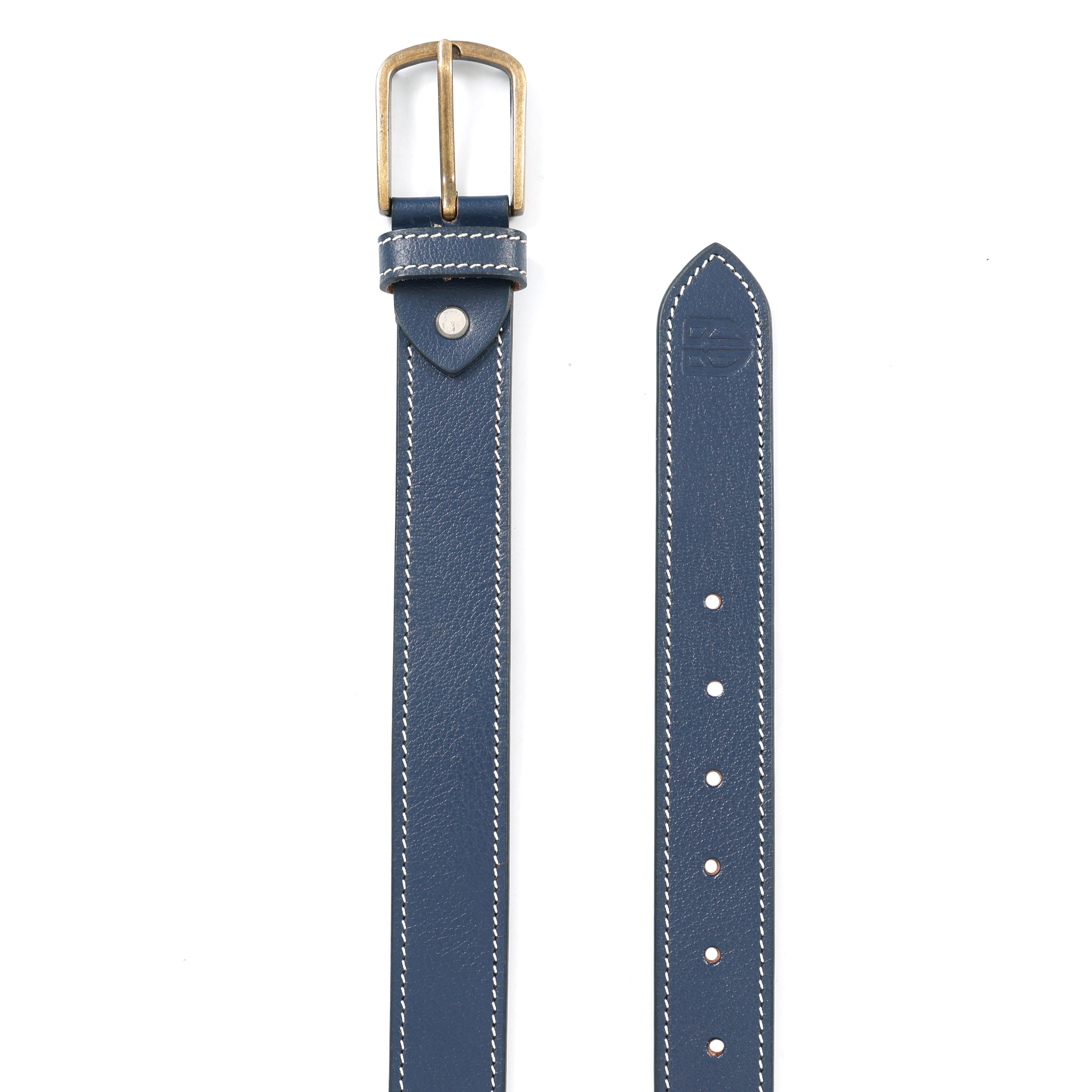 Berbanto Riviera Stitch Leather Belt - Navy Blue
