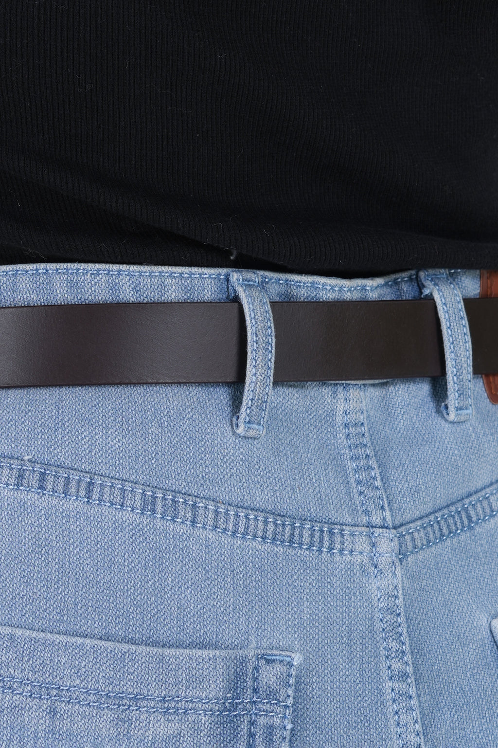 Brown Leather Belt for Women with Golden Buckle
