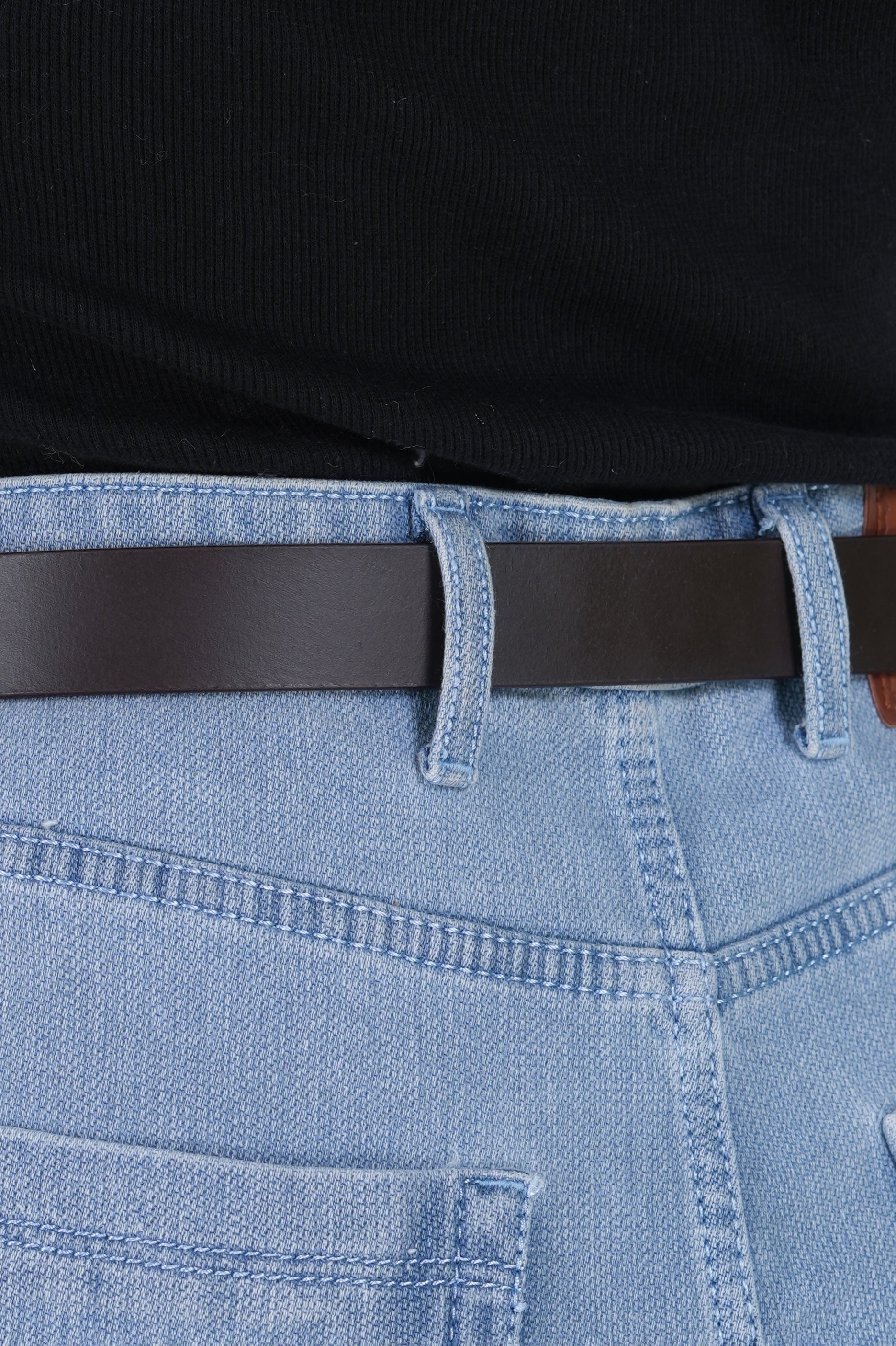 Brown Leather Belt for Women with Golden Buckle