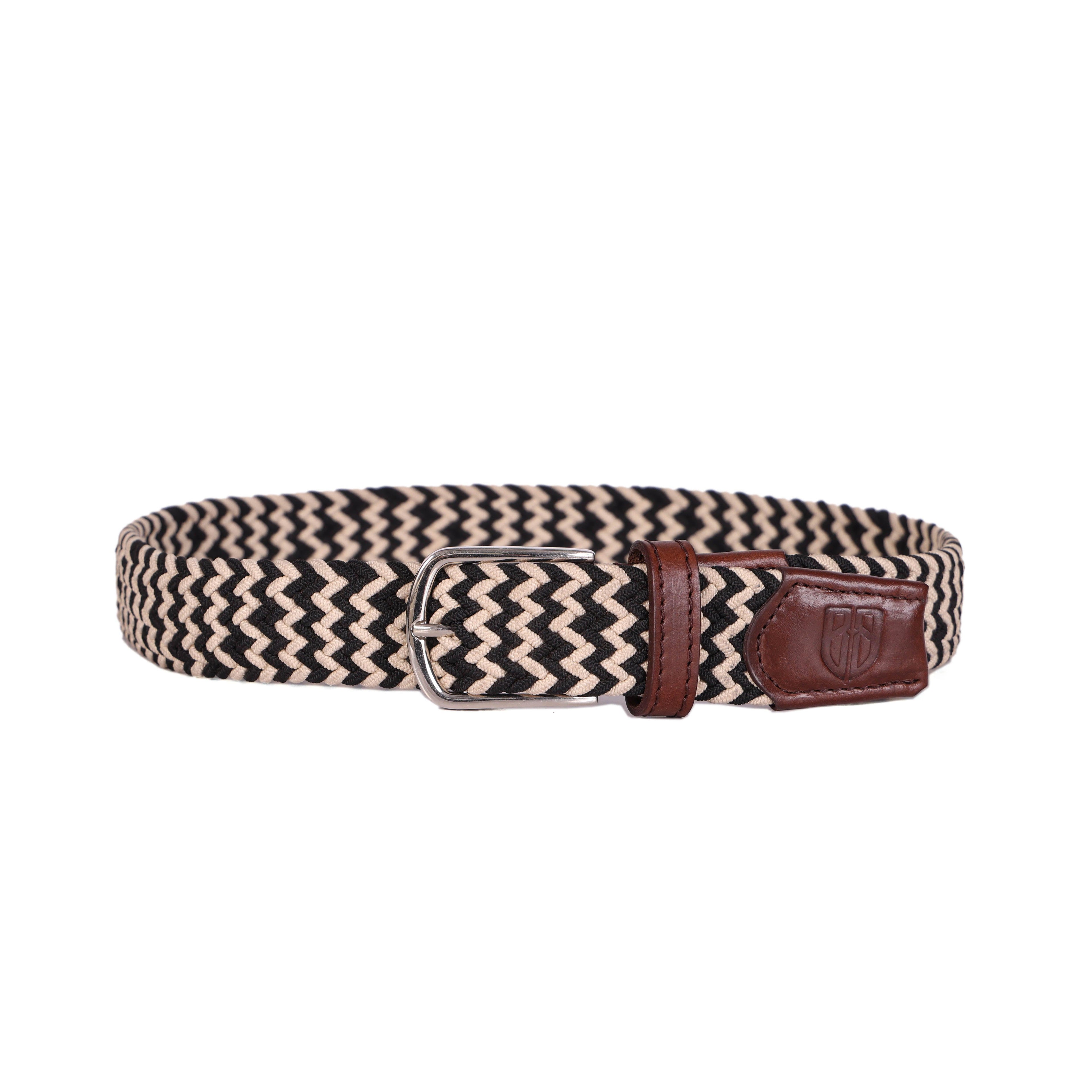Unisex Black and White Braided Belt