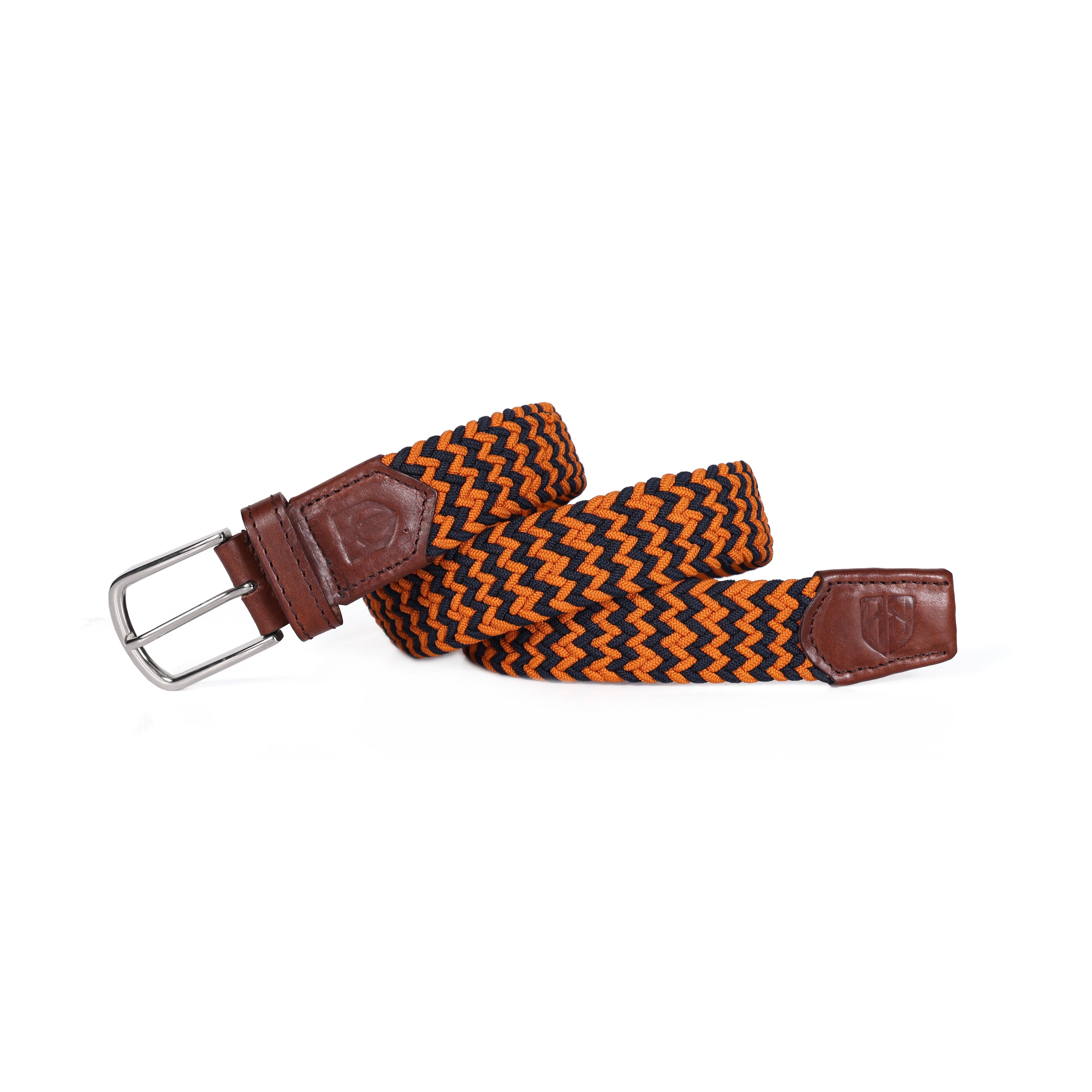 Unisex Orange Braided Belt with Stylish Buckle