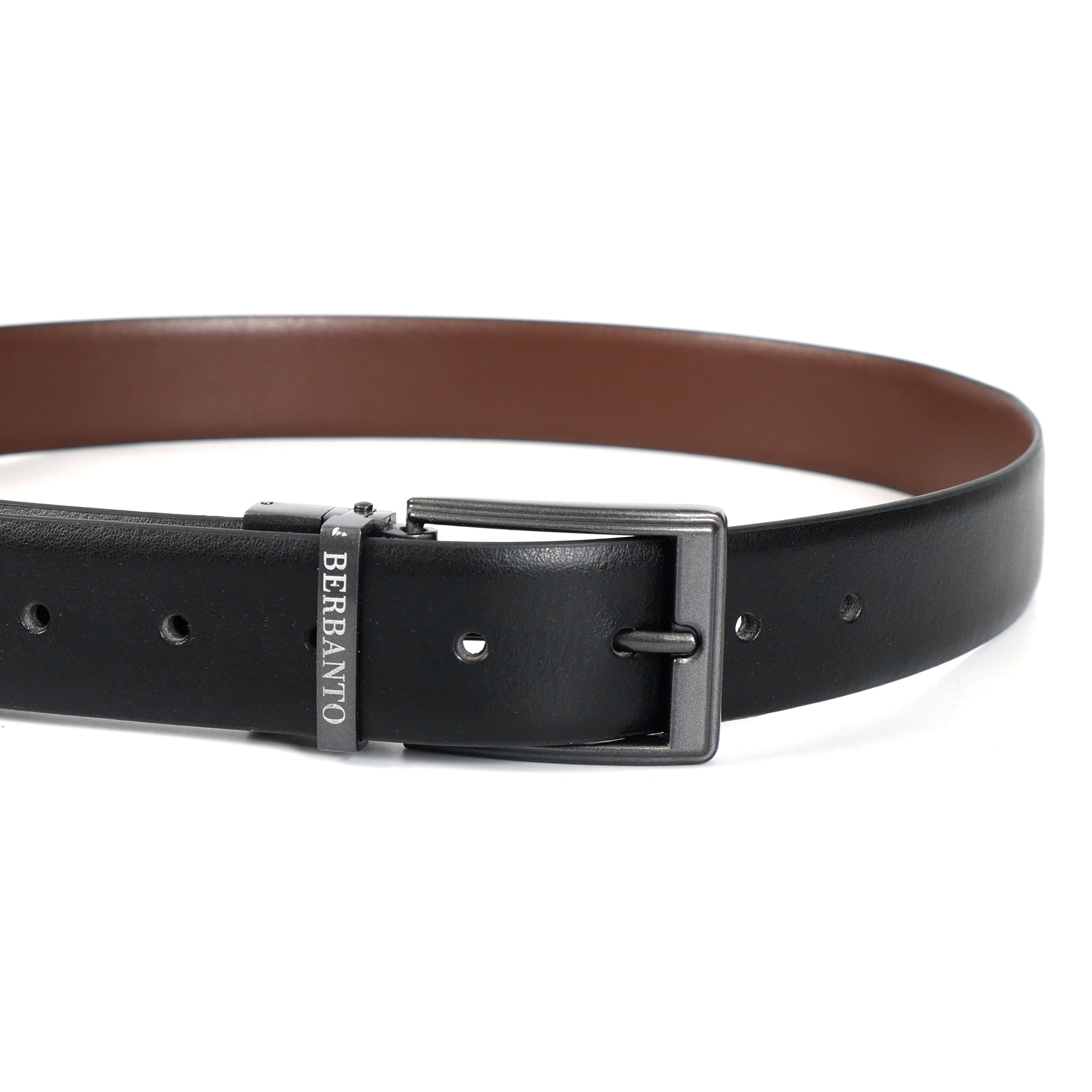 Berbanto Classic Smooth Reversible Belt – Gunmetal Buckle